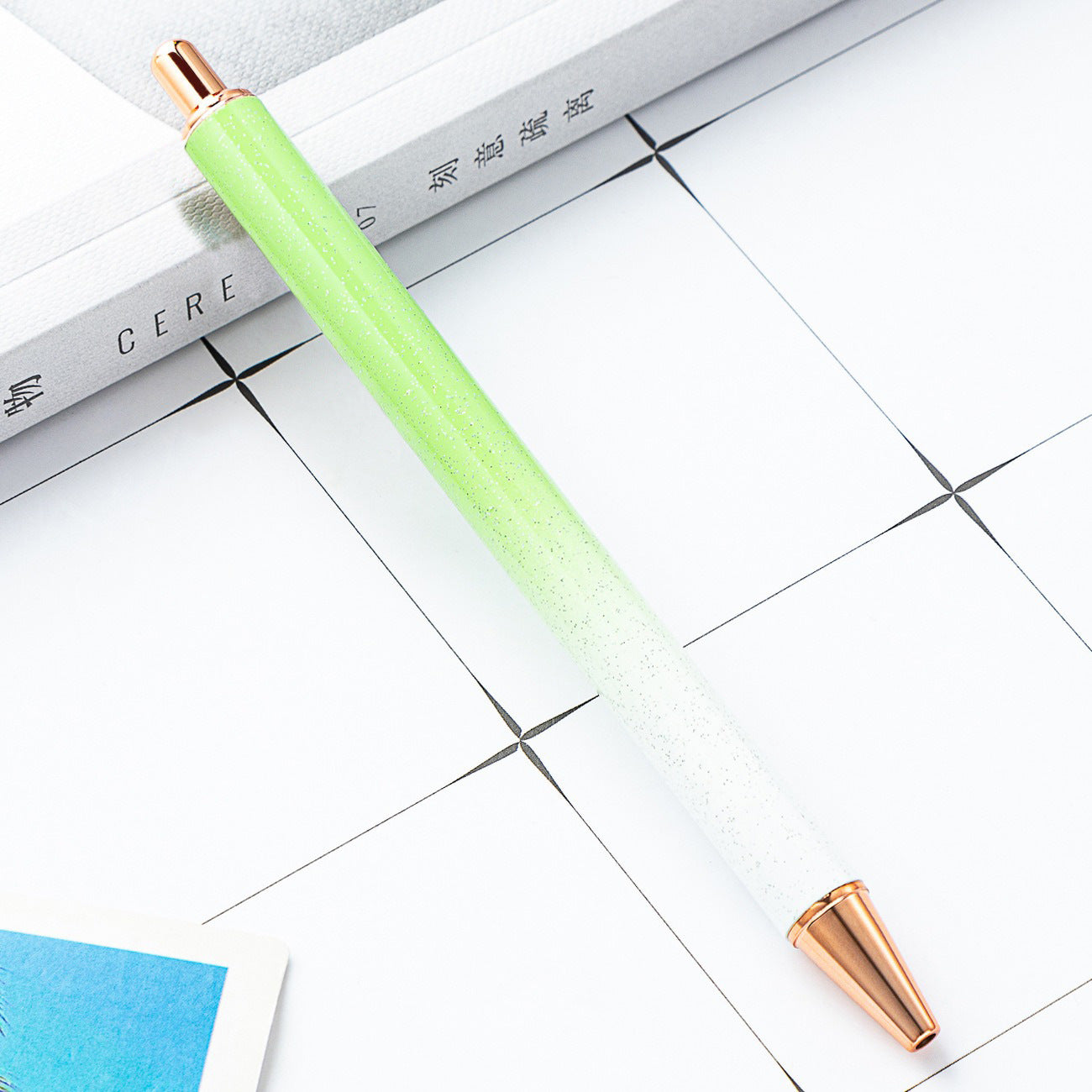 Wholesale Creative Glitter Printable Logo Metal Push Ballpoint Pen